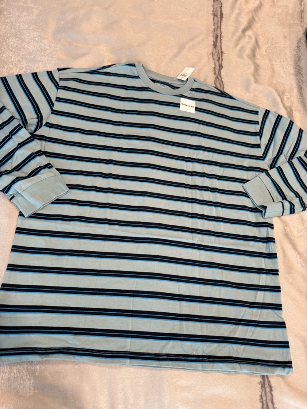 Old Navy Light Blue Long-Sleeve Striped Tee